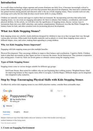 Step by Step: Encouraging Physical Skills with Kids Stepping Stones