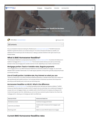 Best Mortgage Online Equity Maximization: BMO Homeowner ReadiLine
