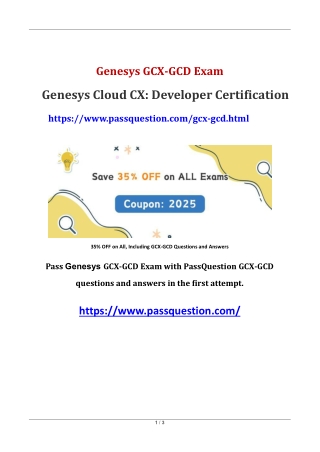 Genesys Cloud CX Developer GCX-GCD Exam Questions