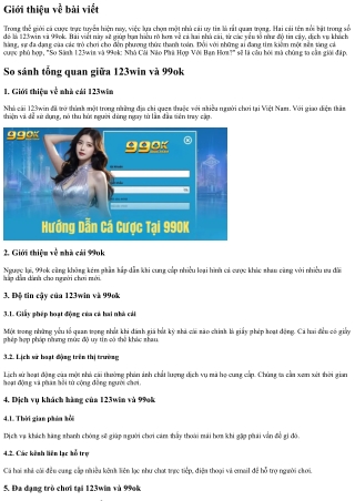 **So Sánh 123win và 99ok: Nhà Cái Nào Phù Hợp Với Bạn Hơn?**