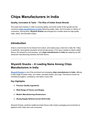 Chips Manufacturers in India