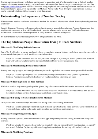 The Top Mistakes People Make When Trying to Trace Numbers