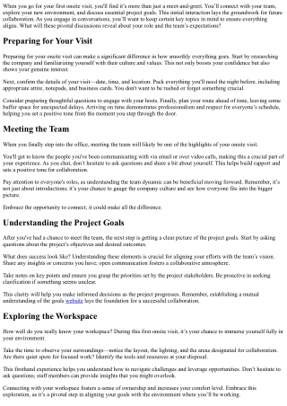 What to Expect From the First Onsite Visit