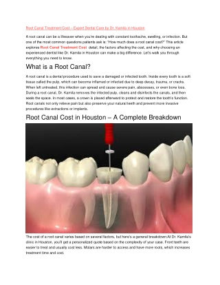 Root Canal Treatment Cost