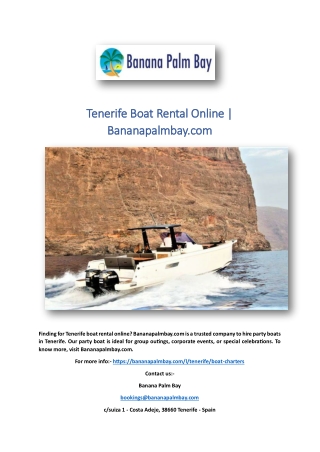 Tenerife Boat Rental Online | Bananapalmbay.com
