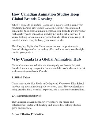 How Canadian Animation Studios Keep Global Brands Growing