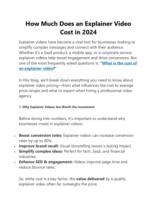 How Much Does an Explainer Video Cost in