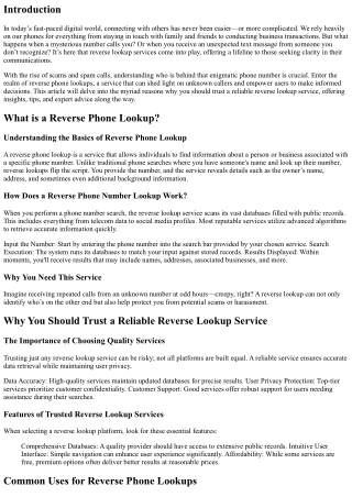 Why You Should Trust a Reliable Reverse Lookup Service