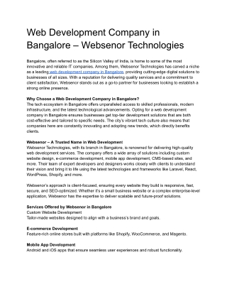 UntitleWeb Development Company in Bangalore – WebSenor Technologiesd document