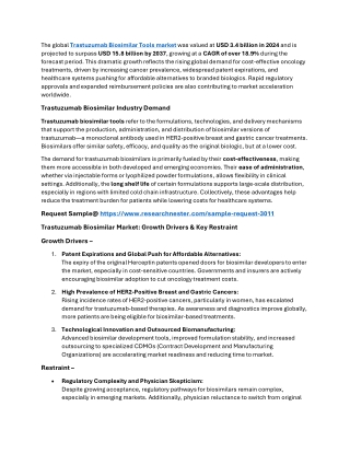 Trastuzumab Biosimilar Market Research Report, Demand and Future Trends Till 203