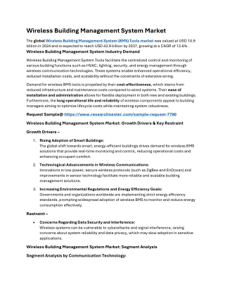 Wireless Building Management System Market Size, Share, Growth 2025-2037