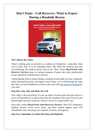Dont Panic—Call Recovery What to Expect During a Roadside Rescue