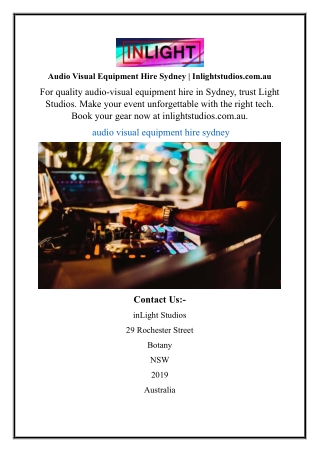 Audio Visual Equipment Hire Sydney | Inlightstudios.com.au