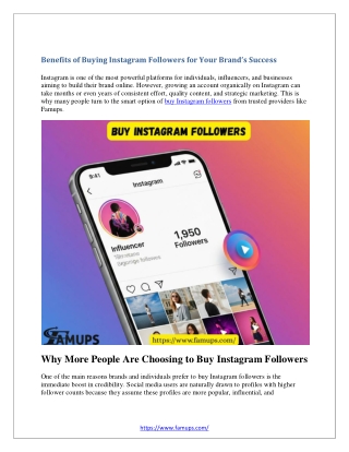 Benefits of Buying Instagram Followers for Your Brand