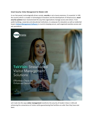 Smart Security - Visitor Management for Modern UAE