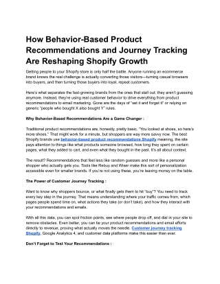 how behavior based product recommendations