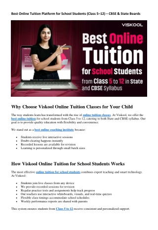 Best Online Tuition Platform for School Students