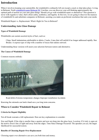 Windshield Repair vs. Replacement: What's Right for You in Belmont?