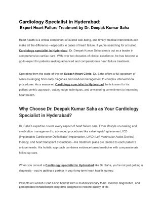 Cardiology specialist in hyderabad