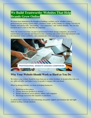 We Build Trustworthy Websites That Help Brands Grow Online