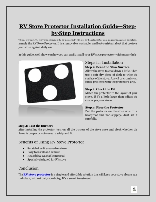 rv stove protector installation guide step