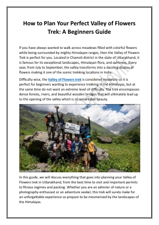 Valley of Flowers -  Explore the Himalayan Wonderland