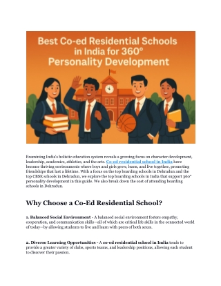 Best Co-ed Residential Schools in India Complete Personality Developments
