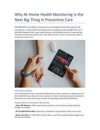 Why At-Home Health Monitoring Is the Next Big Thing in Preventive Care
