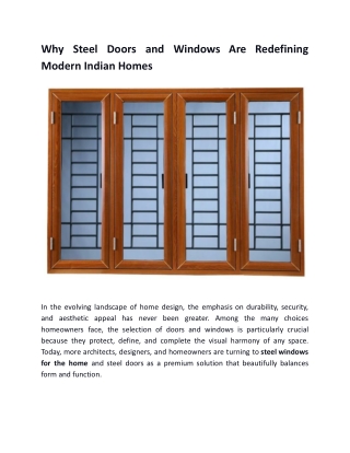 Why Steel Doors and Windows Are Redefining Modern Indian Homes