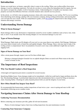 Navigating Insurance Claims After Storm Damage to Your Rooftop