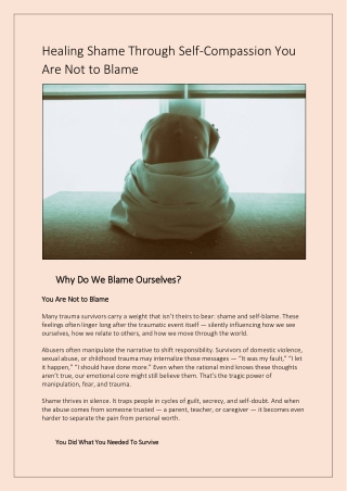 Healing Shame Through Self-Compassion: You Are Not to Blame