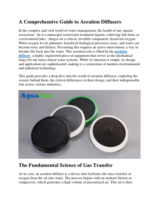 a comprehensive guide to aeration diffusers