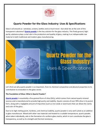 Quartz Powder for the Glass Industry