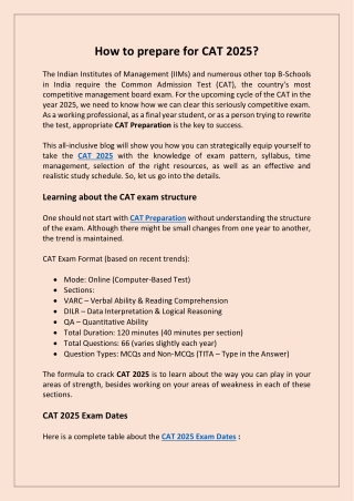 How to prepare for CAT 2025?