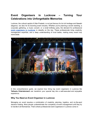 Event Organisers in Lucknow – Turning Your Celebrations into Unforgettable Memories