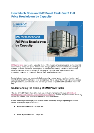 How Much Does an SMC Panel Tank Cost? Full Price Breakdown by Capacity