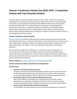 Telecom Transformers Market