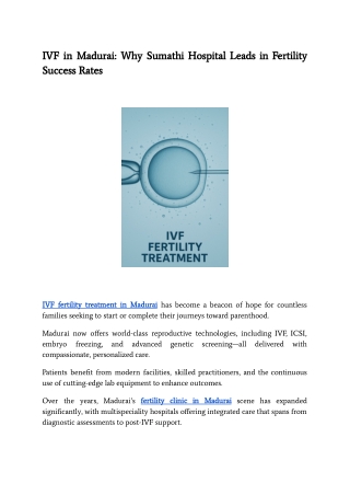 IVF in Madurai_ Why Sumathi Hospital Leads in Fertility Success Rates
