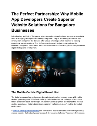 The Perfect Partnership_ Why Mobile App Developers Create Superior Website Solutions for Bangalore Businesses