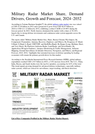 Military Radar Market