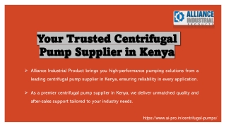 Centrifugal Pump Supplier in Kenya – Alliance Industrial Products