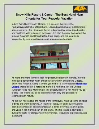 Hotel near Chopta