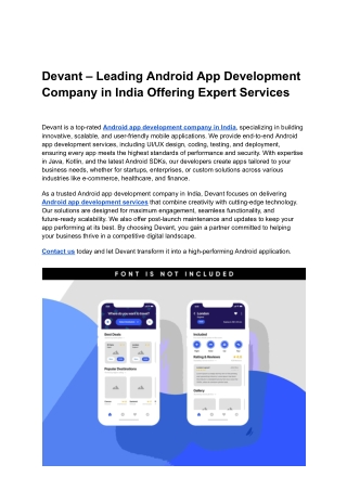 Devant – Leading Android App Development Company in India Offering Expert Services