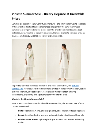 Vinusto Summer Sale – Breezy Elegance at Irresistible Prices