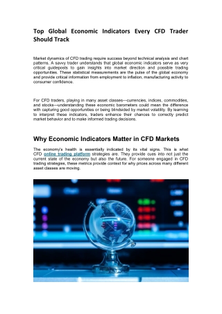 Top Global Economic Indicators Every CFD Trader Should Track