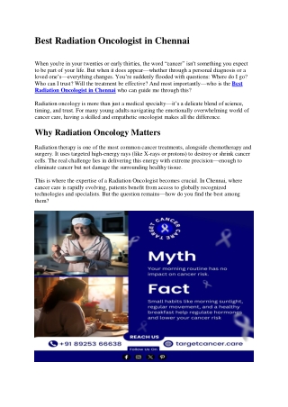 Best Radiation Oncologist in Chennai