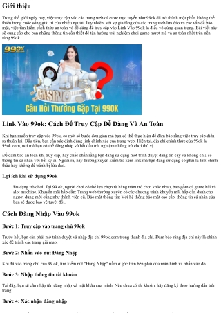 **Link Vào 99ok: Cách Để Truy Cập Dễ Dàng Và An Toàn**