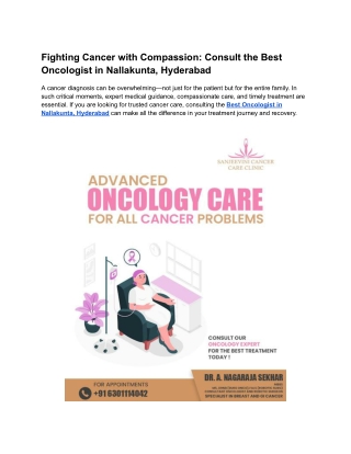 Best Oncologist in Nallakunta, Hyderabad