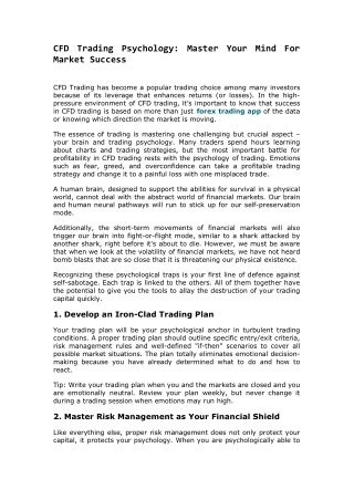 CFD Trading Psychology Master Your Mind For Market Success