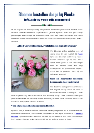 Bloemen bestellen doe je bij Pluukz